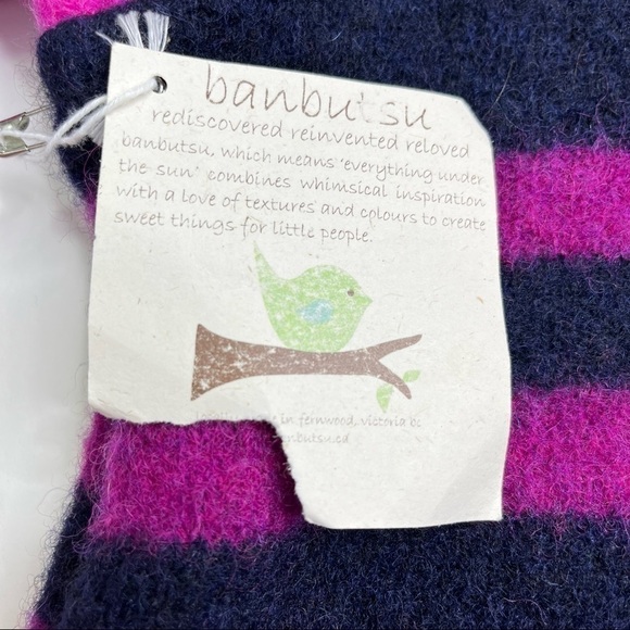 Rare! NEW Banbutsu 100% Wool Barbie Pink Purple Navy Striped Star Hoodie Shirt - Picture 11 of 14